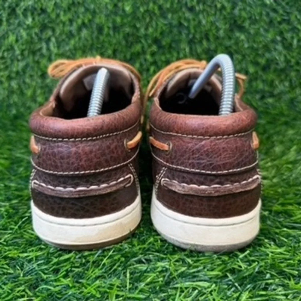 L.L. Bean Casco Bay Boat Shoes Mens 10.5W Brown Leather Tumbled Moc Toe 503202